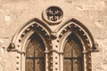 Victorian Decorative Tracery Window in Sepia Royalty Free Stock Photo