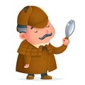 Victorian detective gentleman magnifying glass investigate search cute podgy mascot cartoon design vector illustration Royalty Free Stock Photo