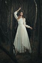 Victorian dressed woman levitation Royalty Free Stock Photo