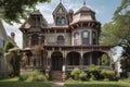 a victorian-era house, with intricate moldings and decorative details Royalty Free Stock Photo