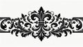 Victorian Fleur-de-Lis and Scroll Border Silhouette Ornament Royalty Free Stock Photo