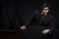 Victorian gentleman posing in a room resembling a study Royalty Free Stock Photo