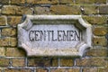 A Victorian Gentlemen sign for the bathroom cast in concrete