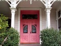 Victorian home, stained glass front door windows Royalty Free Stock Photo