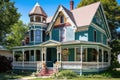 victorian house with wrap-around porch and freshly painted exterior