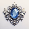 Victorian-inspired Blue Jewel Brooch 3d Render