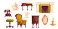 Victorian interior furniture set with fireplace Royalty Free Stock Photo