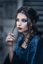 Victorian lady in blue Royalty Free Stock Photo