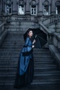 Victorian lady in blue Royalty Free Stock Photo