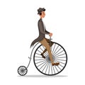 Victorian Man Riding Penny Farthing Retro Bicycle