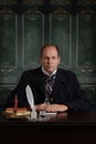 Victorian office worker at desk Royalty Free Stock Photo