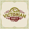 Victorian party vintage gears logo design victorian era cogwheels logotype vector on light background great for banner