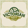 Victorian party vintage logo design victorian era gears logotype vector on light background great for banner or Royalty Free Stock Photo