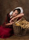Victorian peasant girl with basket