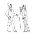 1900 Victorian People Lady And Gentleman Vector Illustration