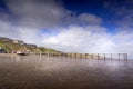 The Victorian pier at Saltburn which stretches out over the beach at low tide Royalty Free Stock Photo