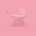 Victorian pram in minimalism concept on pastel background with copy space