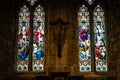 Stained glass church window depicting Saints