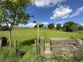 Victorian stone stile, leading into open fields, on Soaper Lane, Shelf, UK