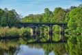 A Victorian style bridge over the River Lune near lancaster. Royalty Free Stock Photo