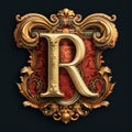 Victorian-style 3d Logotype Of Letter R With Ornate Flourishes
