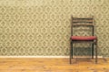 Victorian style vintage pattern wallpaper. Ornamental background and chair