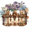 Victorian watercolor vintage victorian floral box shabby chic illustration, vintage victorian pink clipart