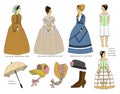 1830-70 Victorian women`s historical fashion Royalty Free Stock Photo