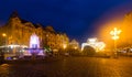 Victoriei Square with colored fountain and National Opera Royalty Free Stock Photo