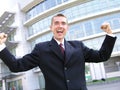 Victorious Businessman Royalty Free Stock Photo