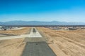 Southern California logistics airport, aka Victorville Airport - pilots view during approach for landing on runaway 21 Royalty Free Stock Photo