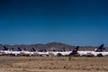 Southern California logistics airport, aka as Victorville Airport - old Fedex airplanes are stored as spare parts donors Royalty Free Stock Photo