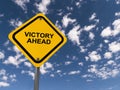 Victory ahead traffic sign Royalty Free Stock Photo