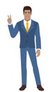 Victory! Businessman showing victory sign. Two fingers up Royalty Free Stock Photo