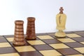 on the chessboard two black rooks announced a check and mat to the white king Royalty Free Stock Photo