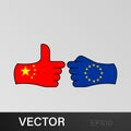 victory china attack eu hand gesture colored icon. Elements of flag illustration icon. Signs and symbols can be used for web, logo