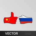victory china attack russia hand gesture colored icon. Elements of flag illustration icon. Signs and symbols can be used for web,