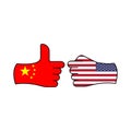 victory china attack usa hand gesture colored icon. Elements of flag illustration icon. Signs and symbols can be used for web,