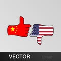 victory china loser usa hand gesture colored icon. Elements of flag illustration icon. Signs and symbols can be used for web, logo