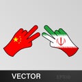 victory china peace iran hand gesture colored icon. Elements of flag illustration icon. Signs and symbols can be used for web,