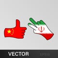 victory china pending iran hand gesture colored icon. Elements of flag illustration icon. Signs and symbols can be used for web,