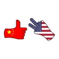 victory china pending usa hand gesture colored icon. Elements of flag illustration icon. Signs and symbols can be used for web,