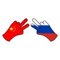 victory china russia hand gesture colored icon. Elements of flag illustration icon. Signs and symbols can be used for web, logo,