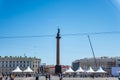 Victory Column of Emperor Tzar Alexander I Russian, a memorial to Russia`s victory over Napoleon`s France, in St Petersburg,