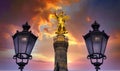 Victory Column Siegessaule at sunset Royalty Free Stock Photo