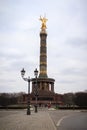 Victory Column on a street in Berlin Royalty Free Stock Photo