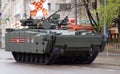 Victory Day celebration in Moscow. Soldiers in tank