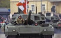 Victory Day celebration in Moscow. Soldiers in tank