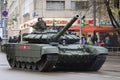 Victory Day celebration in Moscow. Soldiers in tank