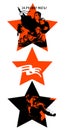 Victory Day. Feast on May 9th. Red stars with Soviet silhouettes calls